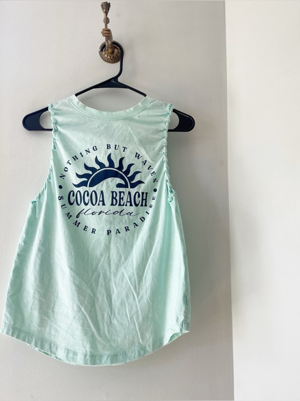 Dreamsicle Cocoa Beach Florida Aqua Hand Braided Tank Top | Medium